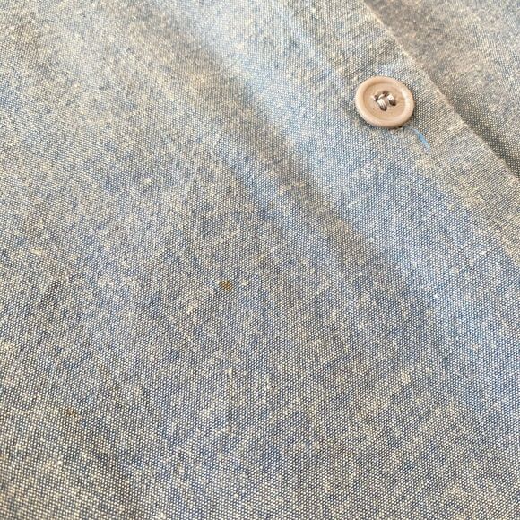 Vintage Via Sant Andrea 90s L Button Back Blouse Blue Denim Floral Embroidery - Picture 10 of 10